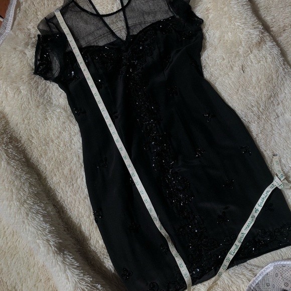 Vintage Black Beaded Silk Cocktail Dress by A.J.Bari for Lord & Taylor - Picture 13 of 14